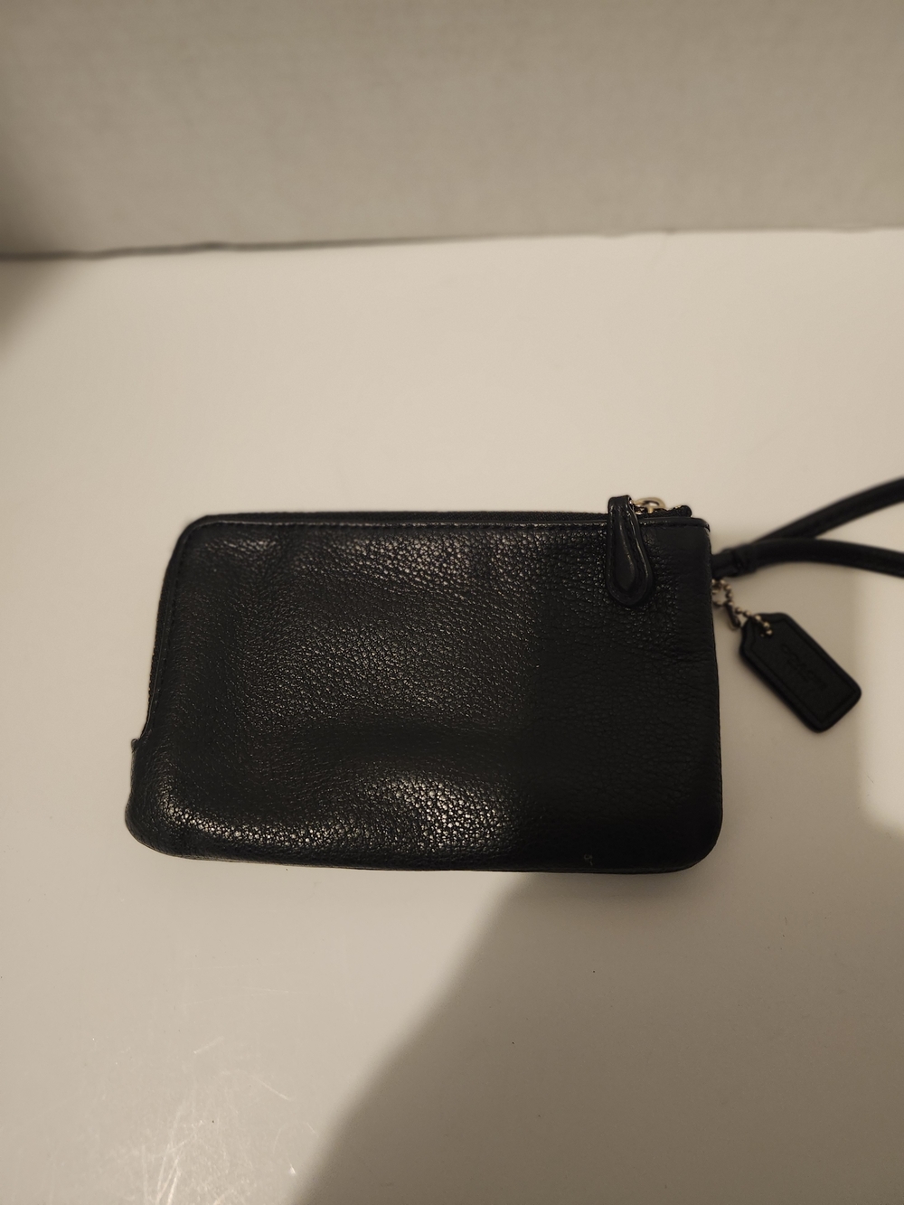 Coach Black Leather Wristlet Clutch with Gold Zip - Picture 4 of 4